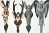 4 Piece African Animal Masks on Stand in Resin Cast by AFD Home - AFD-12024931 - Image 4 of 0