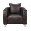 Kalona Accent Chair in Distress Chocolate Top Grain Leather & Aluminum Finish by Acme - 59717 - Image 2 of 0