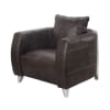 Kalona Accent Chair in Distress Chocolate Top Grain Leather & Aluminum Finish by Acme - 59717 - Image 3 of 0