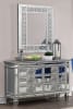 Varian 7 Piece Dining Room Set in Fabric, Mirrored & Antique Platinum Finish by Acme - 66155 - Image 5 of 0