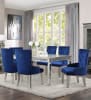 Varian 7 Piece Dining Room Set in Fabric, Mirrored & Antique Platinum Finish by Acme - 66160 - Image 1 of 0