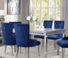 Varian 7 Piece Dining Room Set in Fabric, Mirrored & Antique Platinum Finish by Acme - 66160 - Image 3 of 0