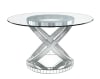 Ornat 5 Piece Round Table Dining Room Set in Clear Glass, Mirrored & Faux Diamonds Finish by Acme - 72950 - Image 2 of 0