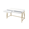 Lightmane Executive Home Office Desk in White High Gloss & Gold Finish by Acme - 92660 - Image 4 of 0