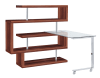 Raceloma Executive Home Office Desk in Clear Glass, Chrome & Walnut High Gloss Finish by Acme - 93183 - Image 4 of 0