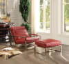Quinto Accent Chair in Antique Red Top Grain Leather & Stainless Steel Finish by Acme - 96672 - Image 2 of 0