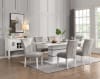 Elizaveta 7 Piece Dining Room Set in Gray Velvet, Faux Crystal Diamonds & High Gloss White Finish by Acme - DN00814 - Image 1 of 0