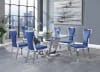 Azriel 7 Piece Dining Room Set in Clear Glass, Blue Velvet & Mirrored Silver Finish by Acme - DN01191 - Image 1 of 0