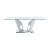Azriel 7 Piece Dining Room Set in Clear Glass, Blue Velvet & Mirrored Silver Finish by Acme - DN01191 - Image 2 of 0