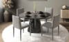 Hollis 5 Piece Round Table Dining Room Set in Gray Velvet & Engineered Stone Finish by Acme - DN02155 - Image 1 of 0