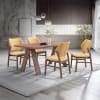 Sarha 5 Piece Dining Room Set in Yellow Linen and Walnut Finish by Acme - DN04195-DN04197 - Image 1 of 0