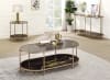 Fiorella 3 Piece Occasional Table Set in Glass, Black Marble Print & Champagne Finish by Acme - LV02222-S - Image 2 of 0