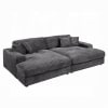Hilde Sectional Sofa w/4 Pillows in Dark Grey Corduroy Finish by Acme - LV03690 - Image 2 of 0