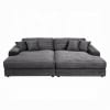 Hilde Sectional Sofa w/4 Pillows in Dark Grey Corduroy Finish by Acme - LV03690 - Image 3 of 0