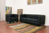 Arriga Black Leather Modern Sofa and Chair 2-piece Set by Baxton Studio - BAX-0717-Black - Image 1 of 0