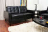 Caledonia Black Leather Modern 2-peice Sofa Set by Baxton Studio - BAX-1197-Black - Image 3 of 0