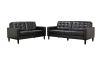 Caledonia Black Leather Modern 2-peice Sofa Set by Baxton Studio - BAX-1197-Black - Image 5 of 0
