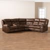 Vesa Modern and Contemporary Brown Leather-Like Fabric 6-Piece Reclining Sectional by Baxton Studio - BAX-7271C-Brown-SF - Image 4 of 0
