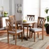 Aggie 5 Piece Round Dining Room Set in Grey and Walnut Brown Finish by Baxton Studio - BAX-Aggie-Grey/Walnut-5PC - Image 1 of 0