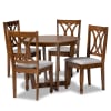 Aggie 5 Piece Round Dining Room Set in Grey and Walnut Brown Finish by Baxton Studio - BAX-Aggie-Grey/Walnut-5PC - Image 2 of 0