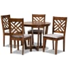 Alena 5 Piece Round Dining Room Set in Grey and Walnut Brown Finish by Baxton Studio - BAX-Alena-Grey/Walnut-5PC - Image 2 of 0
