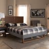 Allegra Upholstered Queen Platform Bed in Grey and Ash Walnut Brown Finish by Baxton Studio - BAX-Allegra-Dark Grey/Ash Walnut-Queen - Image 1 of 0