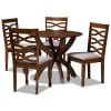 Aspen 5 Piece Round Dining Room Set in Grey and Walnut Brown Finish by Baxton Studio - BAX-Aspen-Grey/Walnut-5PC - Image 2 of 0