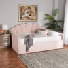 Timila Daybed in Light Pink Velvet Fabric Finish by Baxton Studio - BAX-BBT61078-Light Pink Velvet-Daybed-Queen - Image 1 of 0