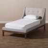Louvain Contemporary Twin Platform Bed in Greyish Beige/Walnut Finish by Baxton Studio - BAX-BBT6696-Greyish Beige-Twin - Image 2 of 0