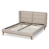 Gretchen Upholstered Queen Platform Bed in Light Beige and Walnut Brown Finish by Baxton Studio - BAX-BBT6917-Light Beige/Walnut-Queen - Image 5 of 0