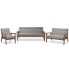 Sorrento Mid-Century Retro Modern Grey 3-Piece Living Room Set by Baxton Studio - BAX-BBT8013-Grey 3PC Set - Image 1 of 0