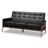 Perris Mid-Century Modern Black Faux Leather 3-Piece Living Room Set by Baxton Studio - BAX-BBT8042-Black/Walnut-3PC Set - Image 4 of 0