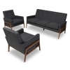 Perris Mid-Century Modern Dark Grey 3-Piece Living Room Set by Baxton Studio - BAX-BBT8042-Dark Grey/Walnut-3PC Set - Image 3 of 0