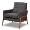 Perris Mid-Century Modern Dark Grey 3-Piece Living Room Set by Baxton Studio - BAX-BBT8042-Dark Grey/Walnut-3PC Set - Image 5 of 0