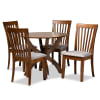 Bailey 5 Piece Round Dining Room Set in Grey and Walnut Brown Finish by Baxton Studio - BAX-Bailey-Grey/Walnut-5PC - Image 2 of 0