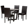 Bruna 5 Piece Round Dining Room Set in Dark Brown and Espresso Brown Finish by Baxton Studio - BAX-Bruna-Dark Brown-5PC - Image 2 of 0
