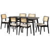Dannon 7 Piece Rectangular Dining Room Set in Cream and Black Finish by Baxton Studio - BAX-CS001C-Black/Cream-7PC - Image 2 of 0