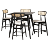 Tarana 5 Piece Counter Height Dining Room Set in Cream and Black Finish by Baxton Studio - BAX-CS002P-Black/Cream-5PC - Image 2 of 0