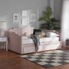 Gulliver Daybed in Light Pink Velvet Fabric Finish by Baxton Studio - BAX-DV19804-Light Pink Velvet Daybed-Full - Image 1 of 0