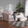 Gulliver Daybed in Light Pink Velvet Fabric Finish by Baxton Studio - BAX-DV19804-Light Pink Velvet Daybed-Full - Image 2 of 0