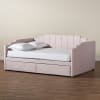 Gulliver Daybed in Light Pink Velvet Fabric Finish by Baxton Studio - BAX-DV19804-Light Pink Velvet Daybed-Full - Image 3 of 0