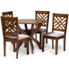 Edona 5 Piece Round Dining Room Set in Grey and Walnut Brown Finish by Baxton Studio - BAX-Edona-Grey/Walnut-5PC - Image 2 of 0