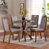 Eira 5 Piece Round Dining Room Set in Grey and Walnut Brown Finish by Baxton Studio - BAX-Eira-Grey/Walnut-5PC - Image 1 of 0