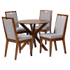 Eira 5 Piece Round Dining Room Set in Grey and Walnut Brown Finish by Baxton Studio - BAX-Eira-Grey/Walnut-5PC - Image 2 of 0