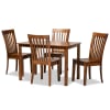Erion 5 Piece Rectangular Dining Room Set in Walnut Brown Finish by Baxton Studio - BAX-Erion-Walnut-5PC - Image 2 of 0