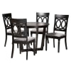 Estelle 5 Piece Round Dining Room Set in Grey and Dark Brown Finish by Baxton Studio - BAX-Estelle-Grey/Dark Brown-5PC - Image 2 of 0