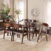 Cleo 7 Piece Dining Room Set in Espresso Fabric and Dark Brown Finish by Baxton Studio - BAX-Hortencia-Dark Brown/Cappuccino-7PC - Image 1 of 0