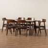 Cleo 7 Piece Dining Room Set in Espresso Fabric and Dark Brown Finish by Baxton Studio - BAX-Hortencia-Dark Brown/Cappuccino-7PC - Image 2 of 0