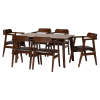 Cleo 7 Piece Dining Room Set in Espresso Fabric and Dark Brown Finish by Baxton Studio - BAX-Hortencia-Dark Brown/Cappuccino-7PC - Image 3 of 0