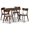 Rika 5 Piece Round Dining Room Set in Light Beige and Walnut Brown Finish by Baxton Studio - BAX-Iora/Hexa-Latte/Walnut-5PC - Image 2 of 0